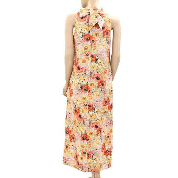 Frances Valentine Slim Maxi Dress Bright Poppy Sleeveless Cotton XS NEW 273774 - Picture 3 of 5
